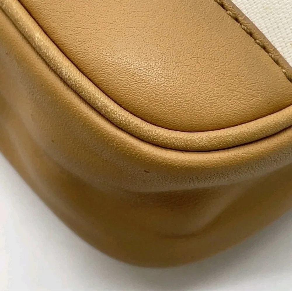 Auth Gucci GG Plate Hianvas Leather Beige White Mini Pouch BAG - Picture 10 of 16